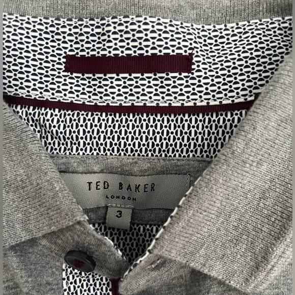 EUC! TED BAKER London Derry Flat Knit Polo Shirt Grey-Size 3 (Adult Small) - Picture 4 of 10